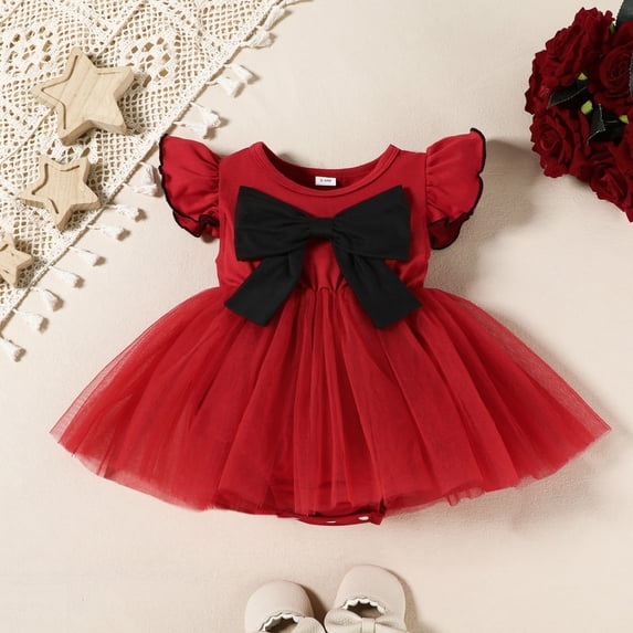 Baby Girls Formal Dress Red Sleeveless Girls' Special Occasion Dresses Graduation Gift 3-6 Months