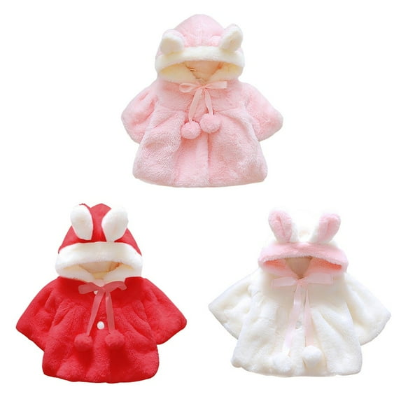 Baby Girls Fur Warm Coat Cloak Overcoat Hoodies Cute Outdoor Suit