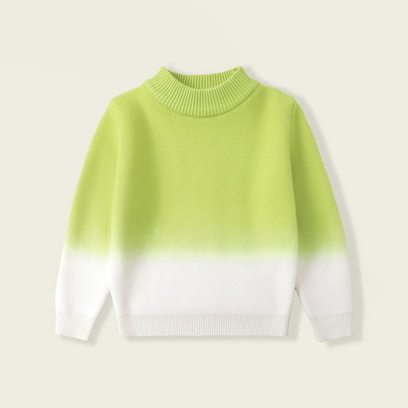 Baby Girls Gradient Knit Sweaters Round Neck Long Sleeve Crewneck Pullover Top Oversized Casual Sweater Simple Knit Sweater Fall Winter Clothes Outfit for Toddler Girls and Boys Size 4-5