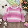 thumbnail image 1 of Baby Girls Gradient Knit Sweaters Round Neck Long Sleeve Pullover Sweaters Soft Comfy Sweatshirt Simple Knit Sweater Fall Baby Boy Girl Outfit for and Toddlers 8T, 1 of 9