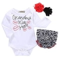 thumbnail image 1 of Baby Girls Grandma was Here Cotton Romper with Shorts and Headband 3pcs, 1 of 8