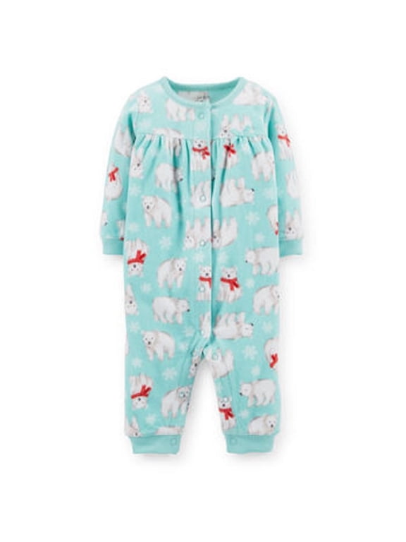 Baby Girls' Graphic Romper (6 months, Mint Polar Bear)