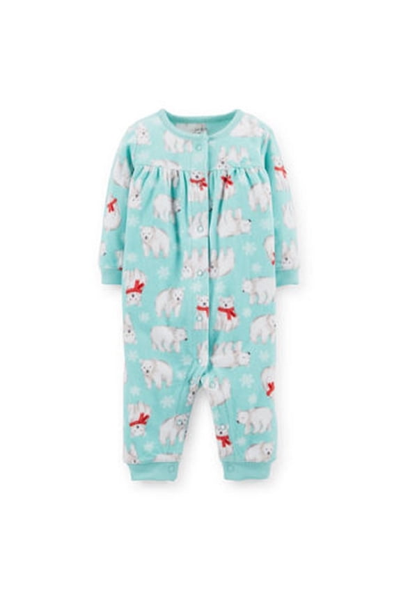 Baby Girls' Graphic Romper (6 months, Mint Polar Bear)