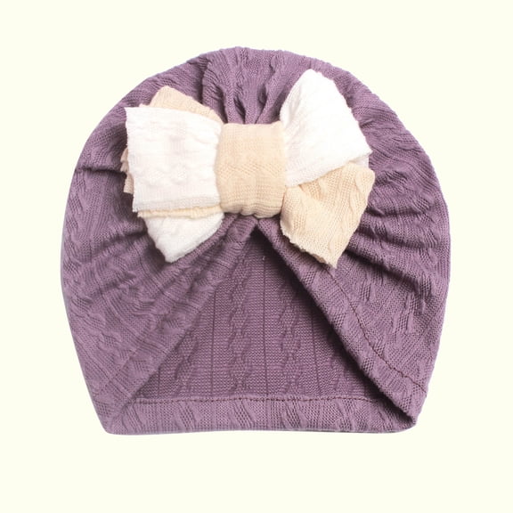 Baby Girls Hair Bow Turban Hat, Top Bowknot Head Wrap Beanie India Caps for Infant Toddlers 0-3Years