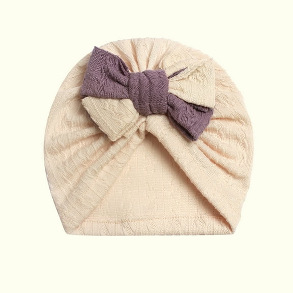 Baby Girls Hair Bow Turban Hat, Top Bowknot Head Wrap Beanie India Caps for Infant Toddlers 0-3Years