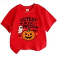 thumbnail image 1 of Baby Girls Halloween Graphic Tee Short Sleeve Crew Neck T-Shirt for Kids,12-13 Years,F-Watermelon Red,Short Sleeve, 1 of 3