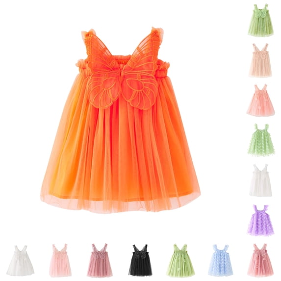 Baby Girls Halloween Tulle Tutu Dress Orange Sleeveless Butterfly Layered Dresses Size 3T