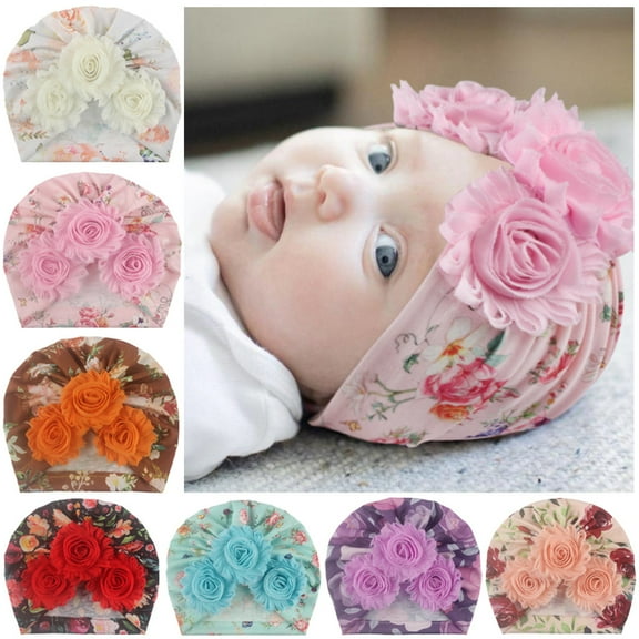 Baby Girls' Hats Flower Knotted Turban Cute Toddler Hat Hair Accessories 3-36M