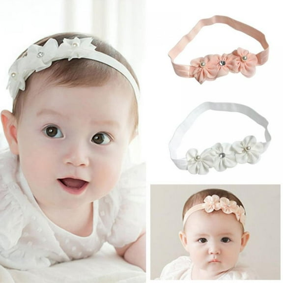 Baby Girls Headbands,Girls Cute Flower Hair Bands Hair Bow Elastics for Baby Girls Newborn Infant Toddlers Kids Headwear,White
