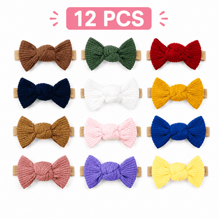 Baby Girls Headbands Hair Bows Stretchy Nylon Hairbands for Newborn Baby Infant Toddler Hair Accessories 12 PACK