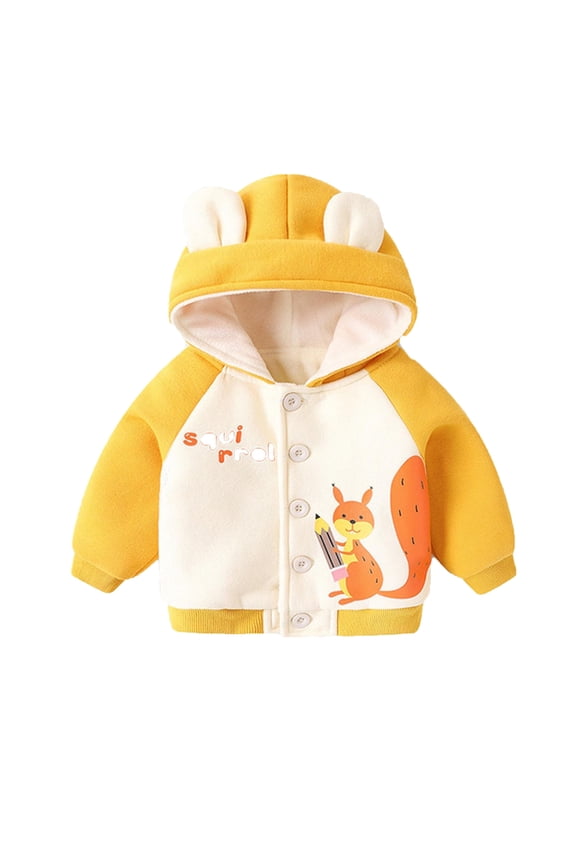Baby Girls Hooded Jacket Cute Animal Print Bear Ear Coat Autumn and Winter Baby Boys Padded Jacket Padded Coat, 3-6 Months