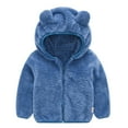 thumbnail image 1 of Baby Girls' Hooded Jacket Kids Boys Solid Zipper Thick Warm Outdoor Warm Outwear Clothes Windbreaker Coat 3-4 Years,12-18 Months,Blue, 1 of 3