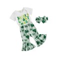 Baby Girls Irish Outfits Short Sleeve Romper + Flare Pants + Headband