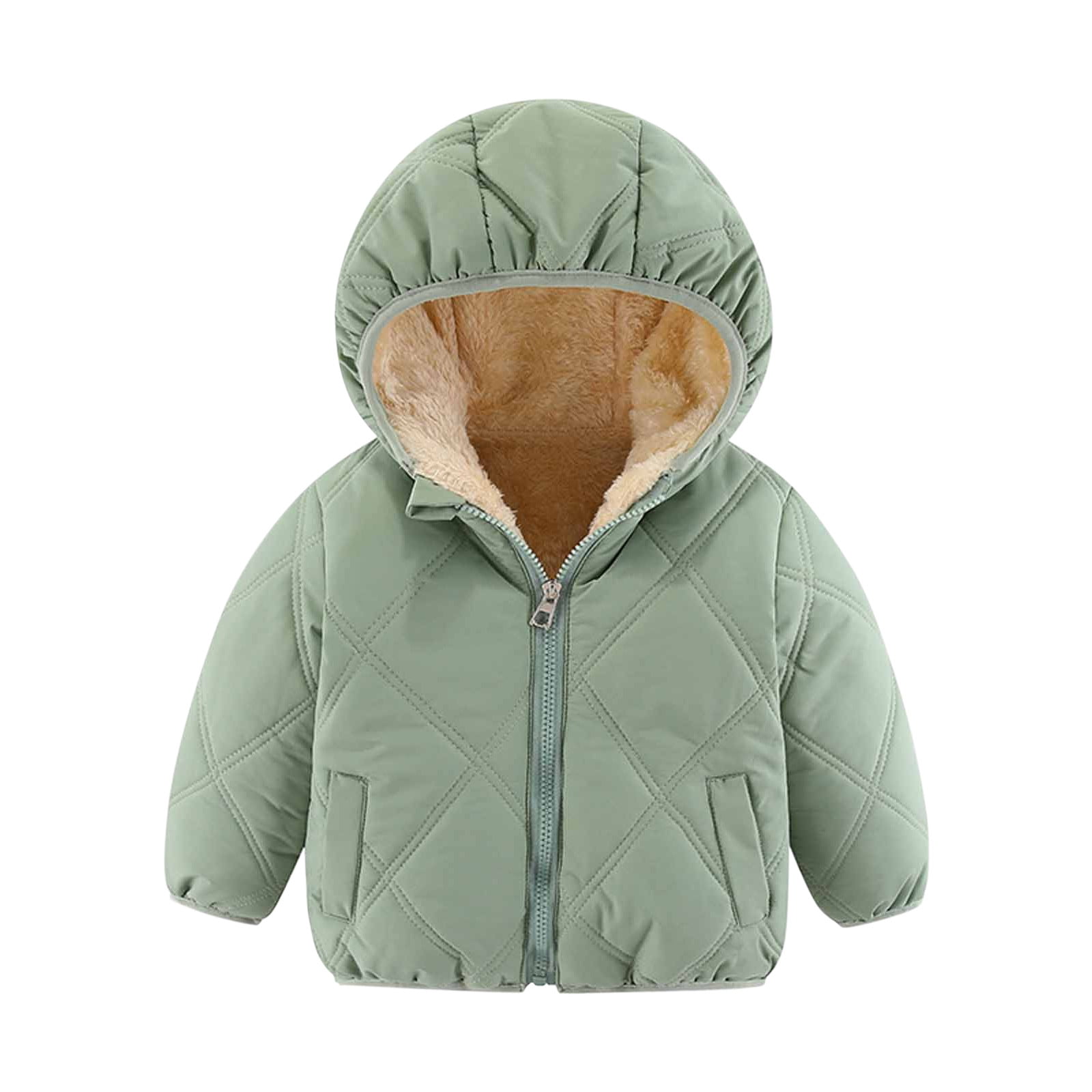 GREEN ZIPPER JACKET WITH COTTON HOOD, BABY GREEN ZIPPER JACKET WITH COTTON HOOD, BABY