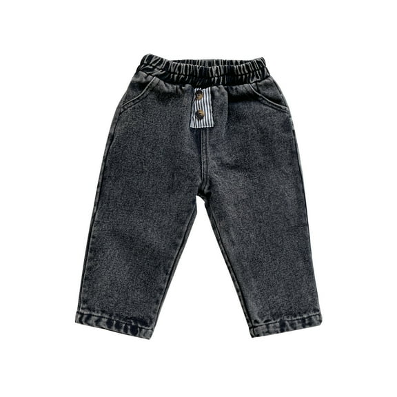 Baby Girls Jeans Elastic Waist Denim Pants Infant Spring Casual Loose Long Trousers Newborn Girl's Fashion Clothes, Black, 3 Months