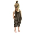thumbnail image 1 of Baby Girls Jumpsuit Summer Spaghetti Strap Sleeveless Backless Solid Onesie Rompers With Pockets Grey One-Piece Overalls Outfits 100/5, 1 of 3