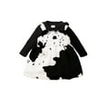 thumbnail image 1 of Baby Girls Jumpsuits Set Fall Ribbed Long Sleeves Romper and Casual Cow Print Plush Dress Outfit, 1 of 9