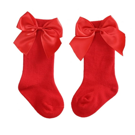 Baby Girls Knee High Socks 4 Pack Bow Long Stockings Infants Toddlers Ruffled Socks School Uniform Leggings