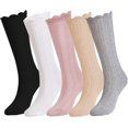 thumbnail image 1 of Baby Girls Knee High Socks Cotton Uniform Socks Tube Ruffled Stockings Newborn Infant Toddler (Pack of 3/5), 1 of 1