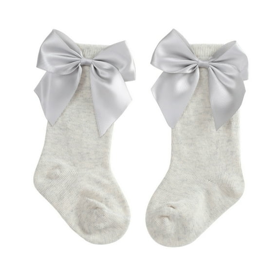 Baby Girls Knee High Socks Toddler Big Bow Breathable Dress Socks Little Girls Cotton Tube Stockings for Newborn Infant 0-3 Years (1/4/6/10 Pairs)