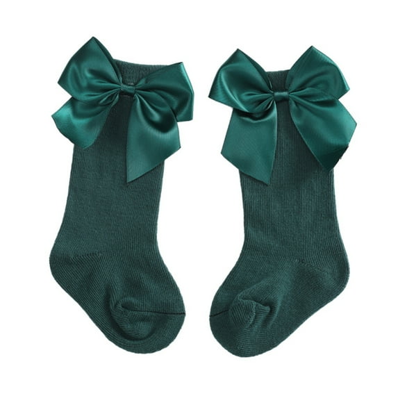 Baby Girls Knee High Socks Toddler Big Bow Breathable Dress Socks Little Girls Cotton Tube Stockings for Newborn Infant 0-3 Years (1/4/6/10 Pairs)