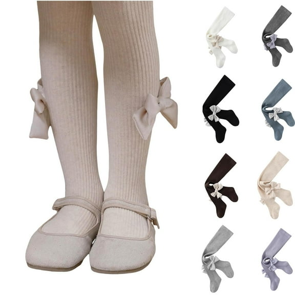 Baby Girls Knee High Socks Toddlers Tube Ruffled Bow Stockings Infant Newborn Cotton Princess Frilly Socks