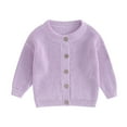 thumbnail image 1 of Baby Girls Knit Cardigan 3M 6M 12M 18M Cute Long Sleeve Round Neck Solid Color Button Down Sweater Fall Winter Tops, 1 of 10
