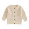 thumbnail image 1 of Baby Girls Knit Cardigan 3M 6M 12M 18M Cute Long Sleeve Round Neck Solid Color Button Down Sweater Fall Winter Tops, 1 of 10