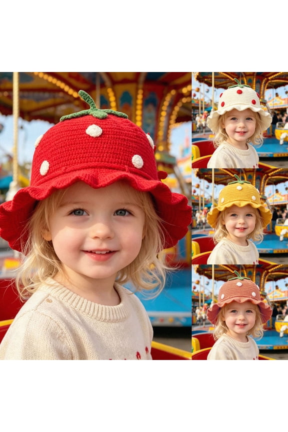Baby Girls Knitted Hat Crochet Knitted Winter Hat Breathable Warm Hat Birthday Party Hat 1-4 Years