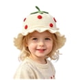 thumbnail image 1 of Baby Girls Knitted Strawberry Hat Strawberry Crochet Breathable Warm Hat, Fall Winter, White 1-4 Years, 1 of 6