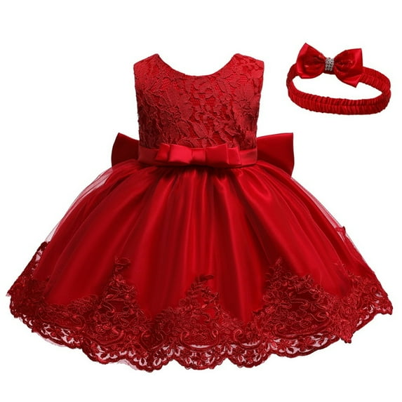 Baby Girls Lace Bowknot Princess Wedding Formal Tutu Dress+Headband Set Clothes Features Lovely Dailywear