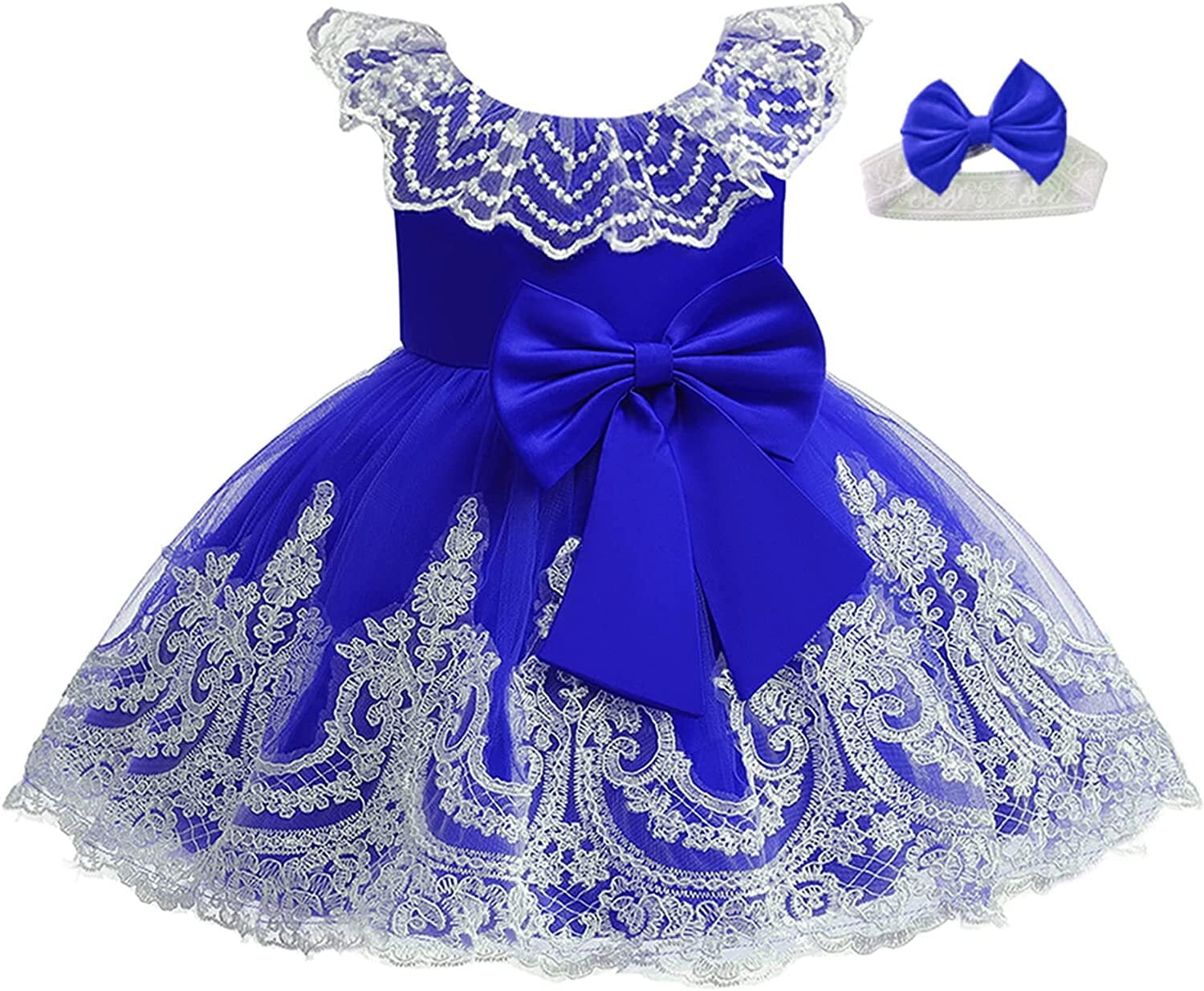open lace back dress Teter Warm Floral Lace Flutter Sleeve Christening Dress main image 1