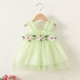 thumbnail image 1 of Baby Girls Lace Embroidery Dress Bowknot Party Dress Bridesmaid Wedding Gown Green 3-4 Years, 1 of 7