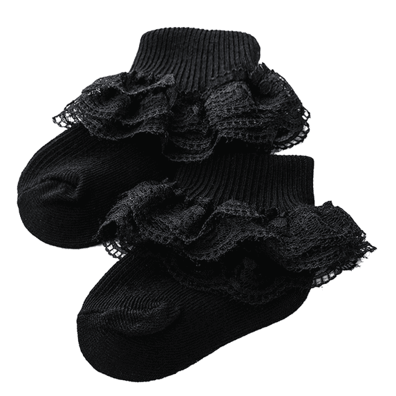 Baby Girls Lace Socks with Ruffle,Cotton Ankle Frilly Dress Socks for Newborn Infant Toddler Kids, Eyelet Double Lace Turn Cuff Spring Summer Thin Socks
