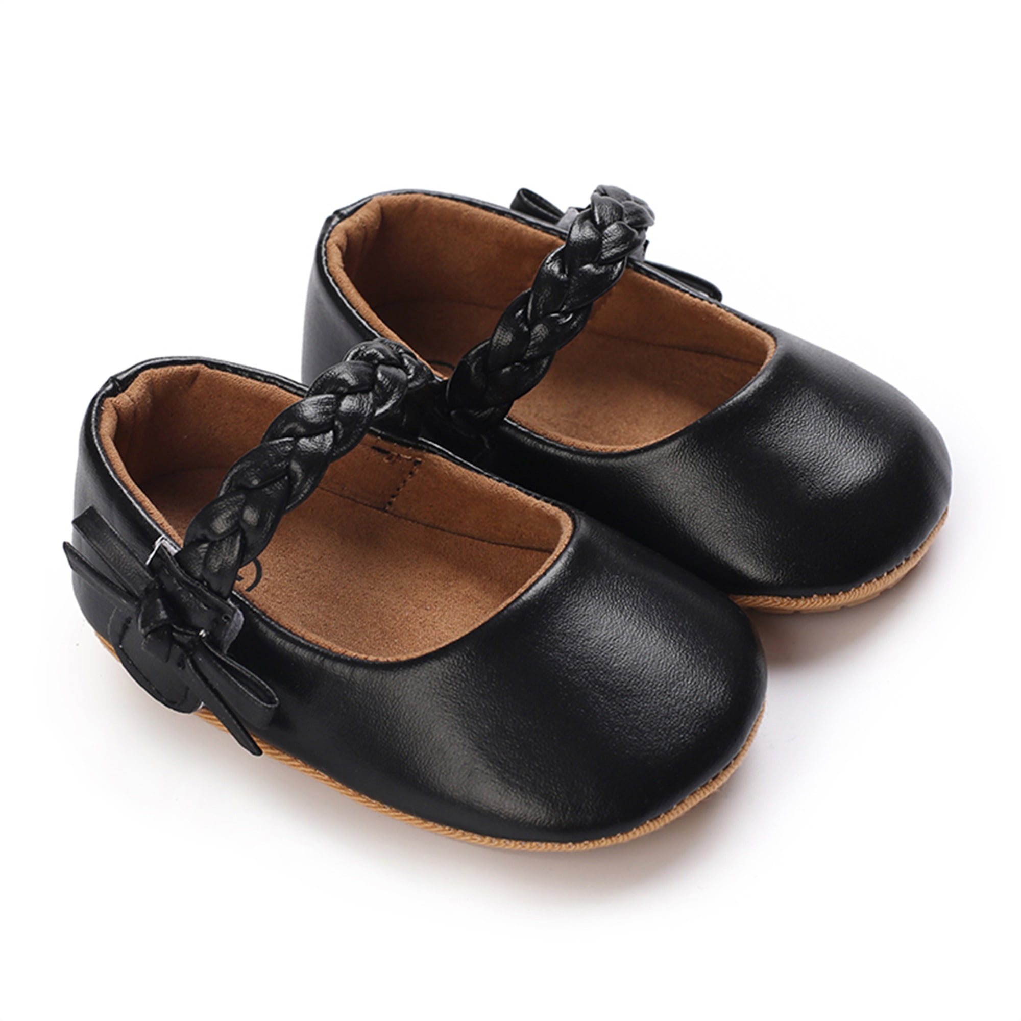 Baby Girls Leather Shoes, Soft Sole Bow Crib Shoes Nonslip Flat