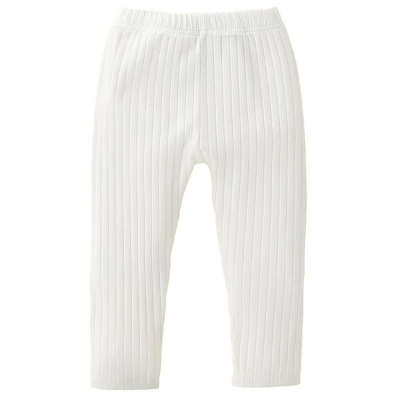 Baby Girls Leggings with Vertical Pattern, 3 6 9 12 18M Elastic Waist Adjustable Solid Color Pants for Infant