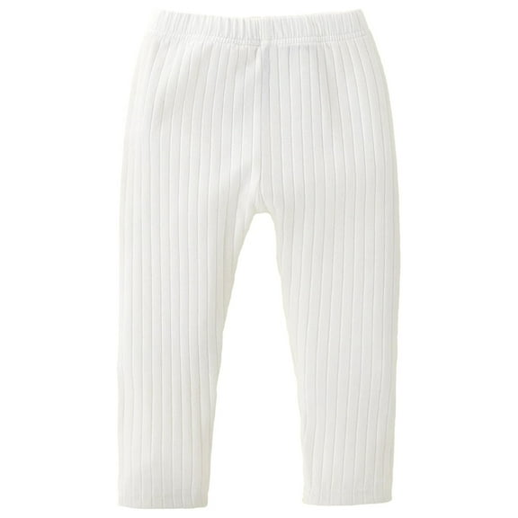 Baby Girls Leggings with Vertical Pattern, 3 6 9 12 18M Elastic Waist Adjustable Solid Color Pants for Infant