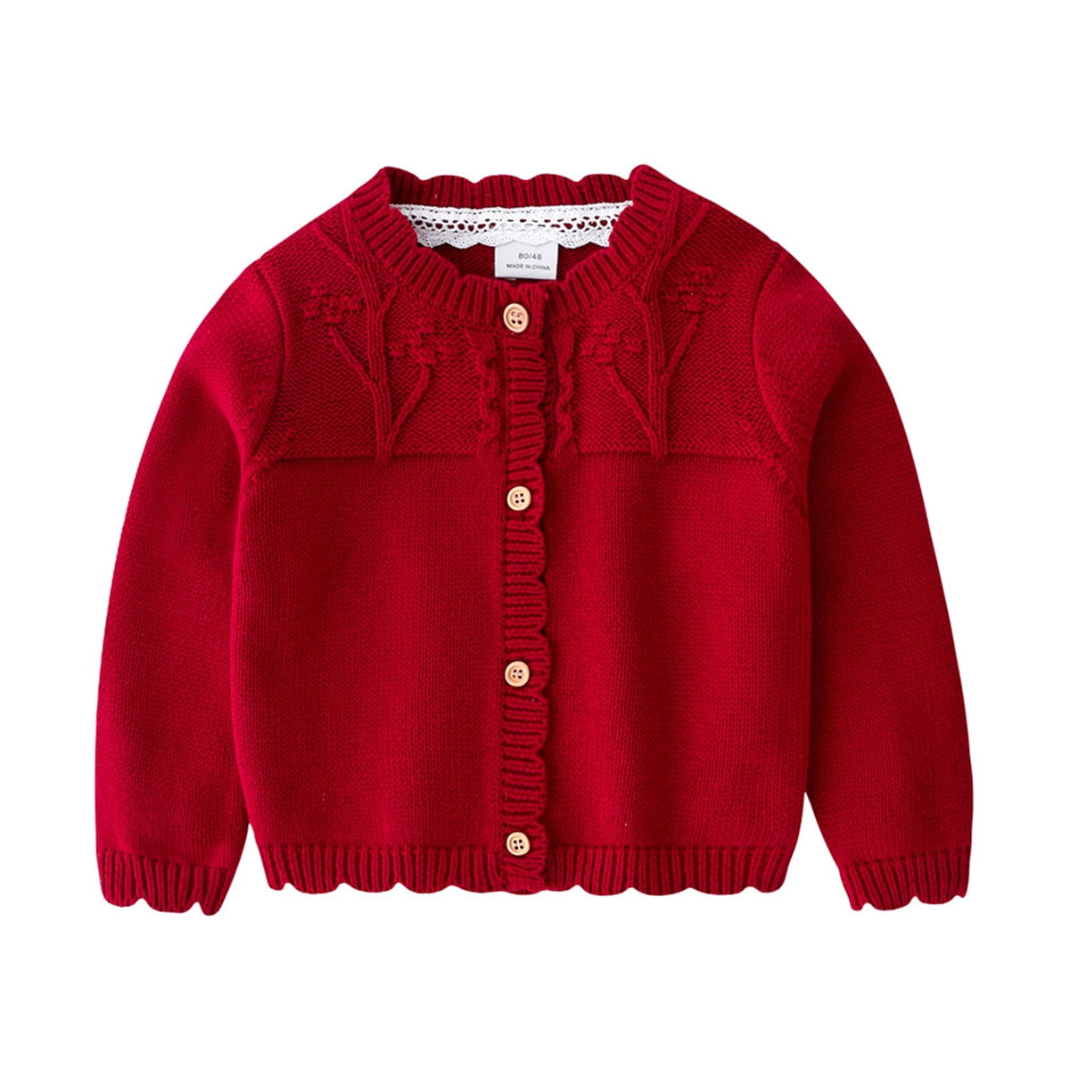Baby Girls' Little Solid Color Cuble Knit Cardigan Sweater Toddler