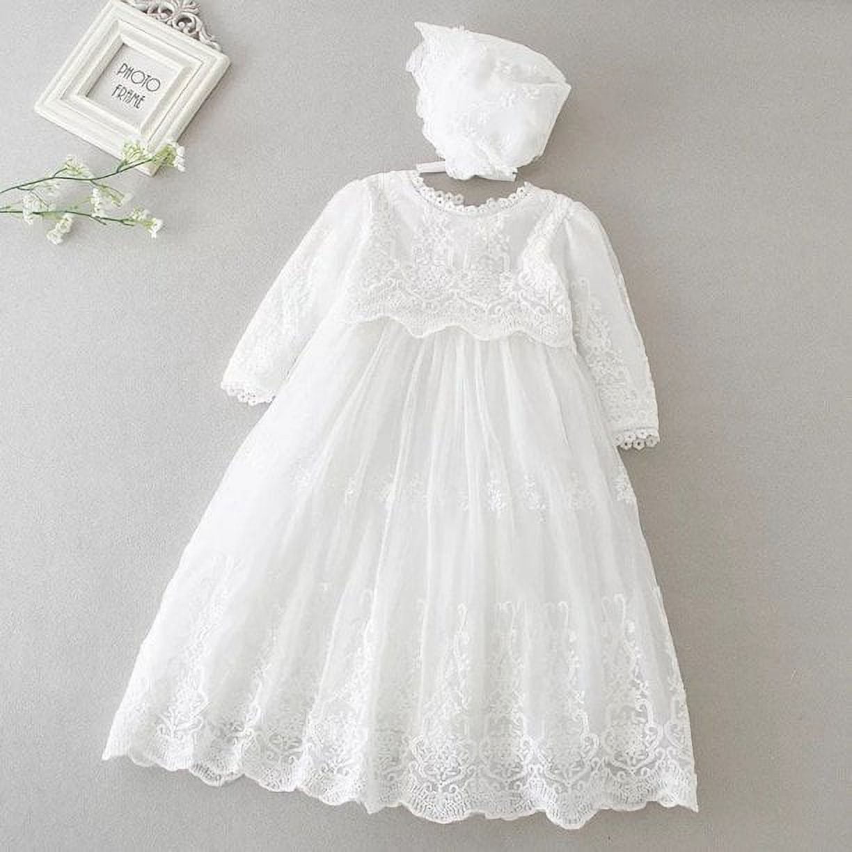 Baby Girls Long Sleeve Baptism Dress Christening Gown 12M