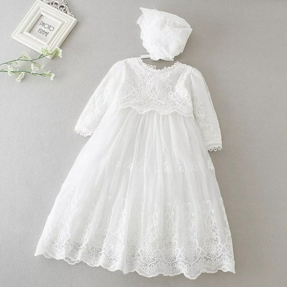 Baby Girls Long-Sleeve Baptism Dress Christening Gown 18M