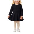 thumbnail image 1 of Baby Girls Long Sleeve Fit and Flare Dress with Ruffle Hem for Family Photos and Daily Wear, 1 of 6