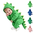 thumbnail image 1 of Baby Girls Long Sleeve Hooded Zip up Jumpsuit Dinosaur Costume Warm Infant Baby Clothes Halloween Cosplay Halloween Costumes Size 0-9 Months, 1 of 9