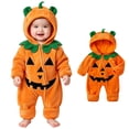 thumbnail image 1 of Baby Girls Long Sleeve Pumpkin Hooded Bodysuit Toddler Pumpkin Costume Cosplay Costume Halloween Costume for Girls Size 0-24 Months, 1 of 4