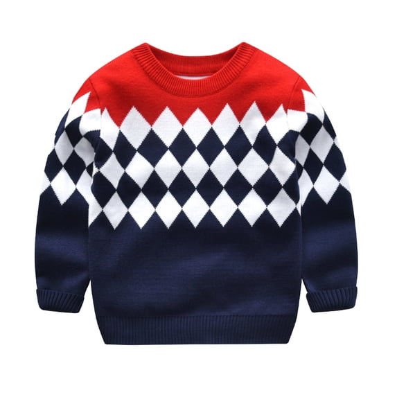 Baby Girls Long Sleeve Rib Knit Shirt Toddler Youth Teen Boys Girls Knit Print Sweater Knitwear Girls Pullover Sweatshirt Red 120