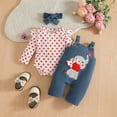 thumbnail image 1 of Baby Girls Long Sleeve Romper Floral Two Pieces Bow Jumpsuits and Headband Set Red A 3-6 Months, 1 of 7