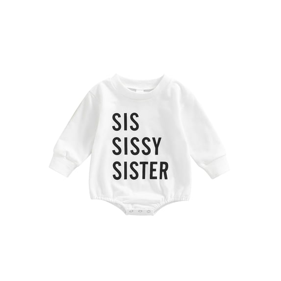 Baby Girls Long Sleeve Romper Letter Print Round Neck Playsuit One-Piece Outfits for Fall Winter