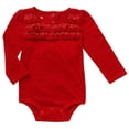 thumbnail image 1 of Baby Girls Long Sleeve Ruffle Accent Bodysuit Dress Up Outfit (Newborn), 1 of 1