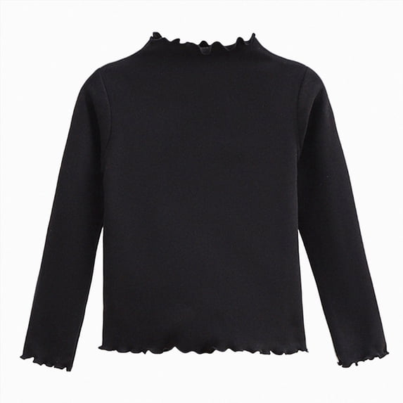 Baby Girls Long Sleeve Shirt for 6 12 18 24 Months 3T 4T 5T 6T 7T 8T 9T 10T 11T 12T Fall Clothes Solid Basic Long Sleeve T Shirt Casual Mock Neck Tshirt Girls Tops