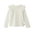 thumbnail image 1 of Baby Girls Long Sleeve Shirts Ruffle Sleeve Top Toddler Child Solid Color Fall Loose Pullover Sweatshirts (White 2 Years), 1 of 2
