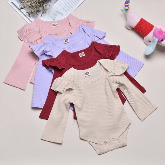 Baby-Girls Long-sleeve Bodysuit 6-12 Months 12-24 Months 2t 3t 4t 5t 6t 7t 8t 9t Children(Pink,0-3 Months)